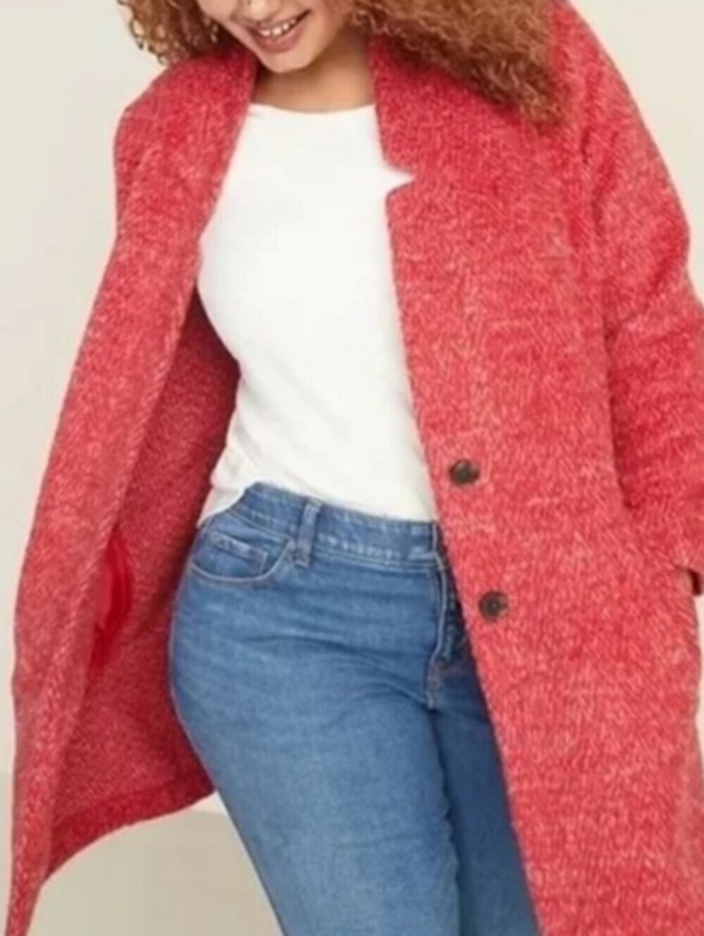 Old Navy Women’s Red Wool Blend Button-Front Oversized Fit Coatigan Size M